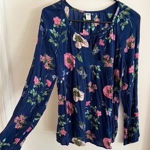 Old Navy Blue Floral Blouse L $10